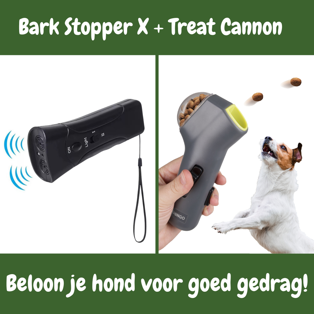 Bark Stopper X - Stopt blaffen en ander ongewenst gedrag Bark stopper x + treat cannon